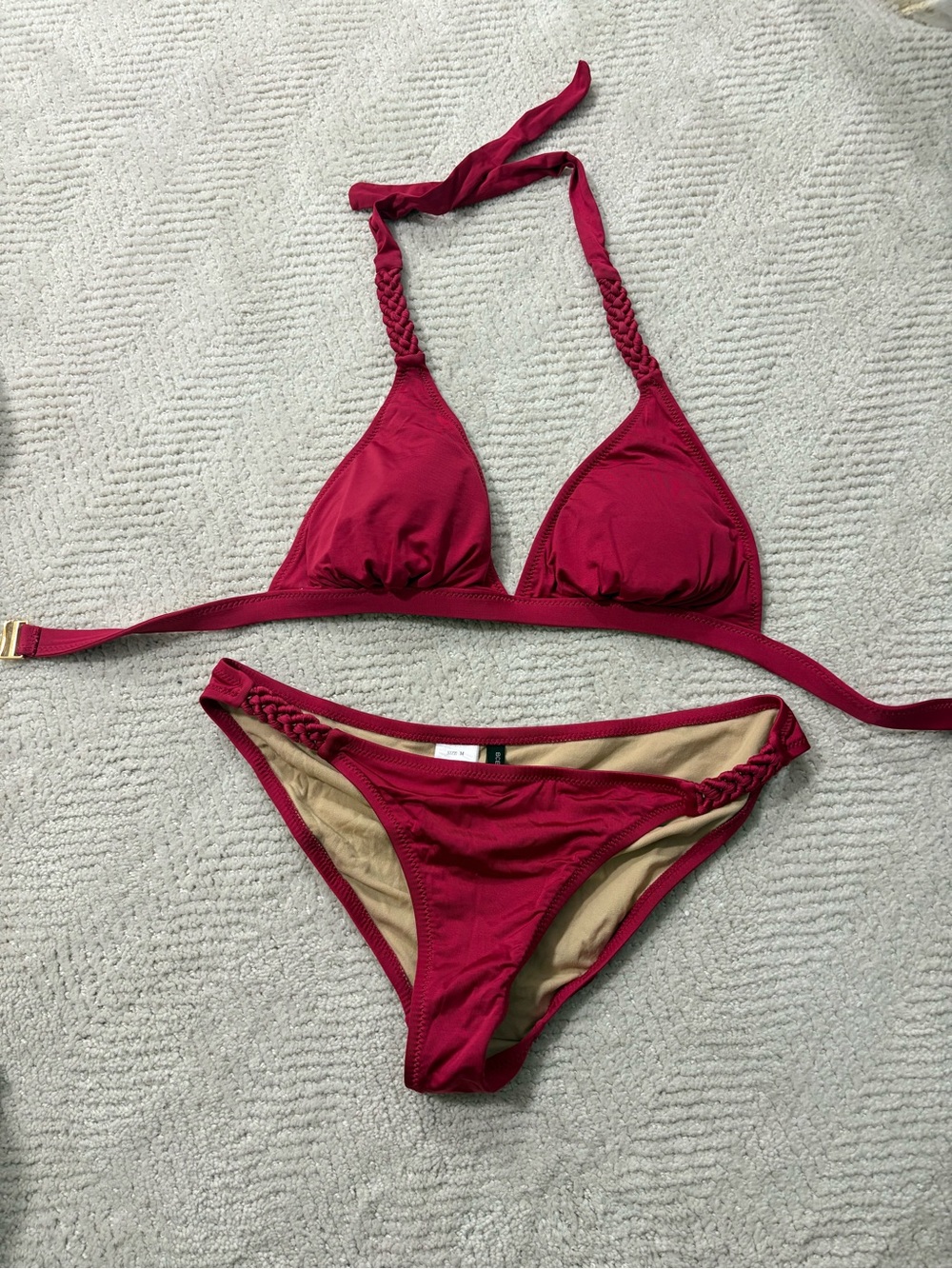 BCBGMaxAzria Red Triangle halter Bikini